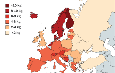 El mapa de Europa con los países que más café consumen