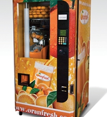 Expendedoras que venden zumo de naranja natural y recién exprimido