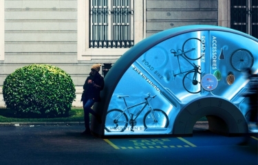 Orbike, una máquina expendedora de bicicletas con diseño futurista 