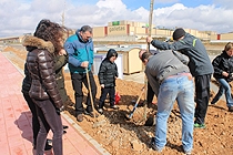 Empleados de Gullón plantan 200 árboles en el entorno de su fábrica