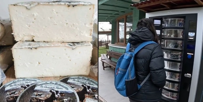 El Pueblo Ejemplar de Asturias y su máquina de vending premium de queso Cabrales