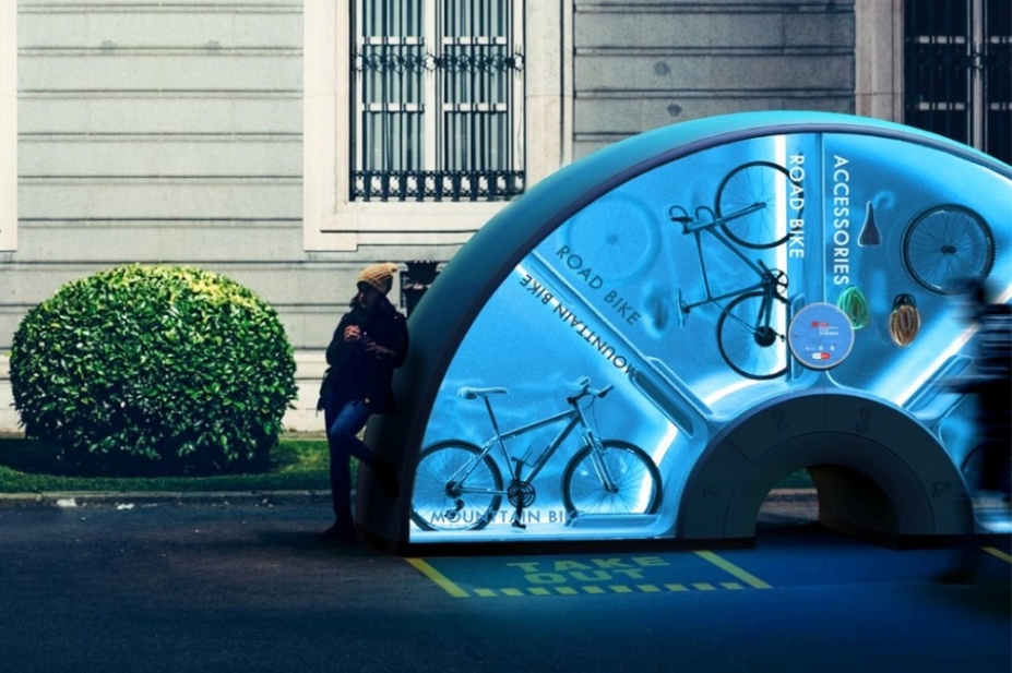 Orbike, una máquina expendedora de bicicletas con diseño futurista 
