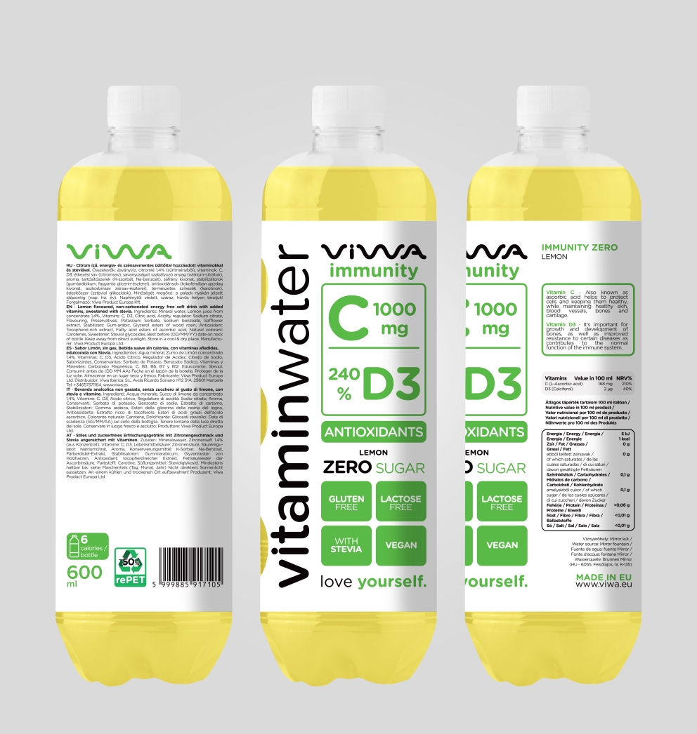 Viwa Vitaminwater Immunity C 1000 + D3 600ml Limón Viwa Vitaminwater Immunity C 1000 + D3 600ml Limón