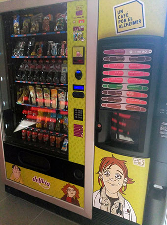 Expendedora un cafe por el alzahimer
