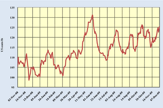 grafico precio medio cafe mundial OIC ICO Osorio noviembre 2009